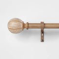 66"-120" Carved Light Woodtone Ball Curtain Rod Natural - Opalhouse