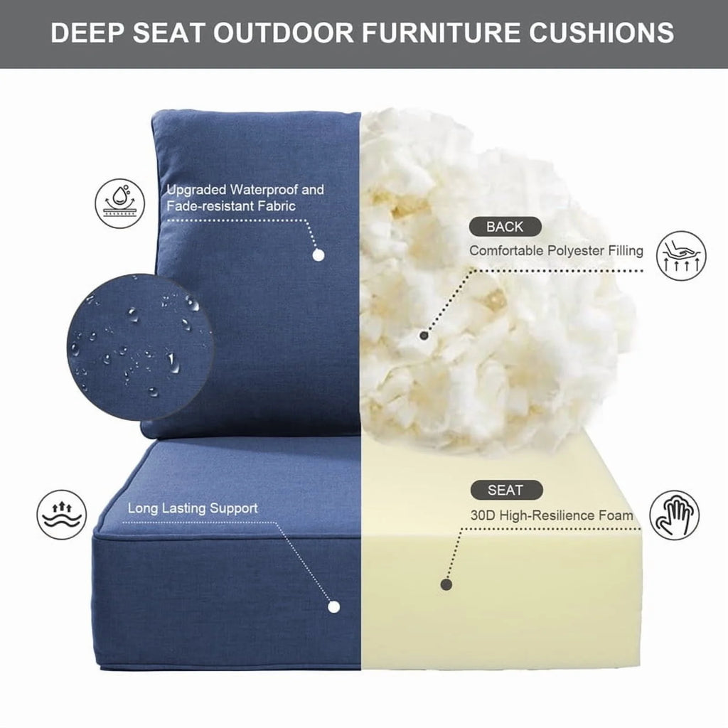 Bellefurn Outdoor Deep Seat Cushion 24 X 24 X 6 in for Patio Furniture, Outdoor Chair Cushions Waterproof & Fade Resistant Patio Furniture Cushions for Wicker Chair, Sofa, Couch