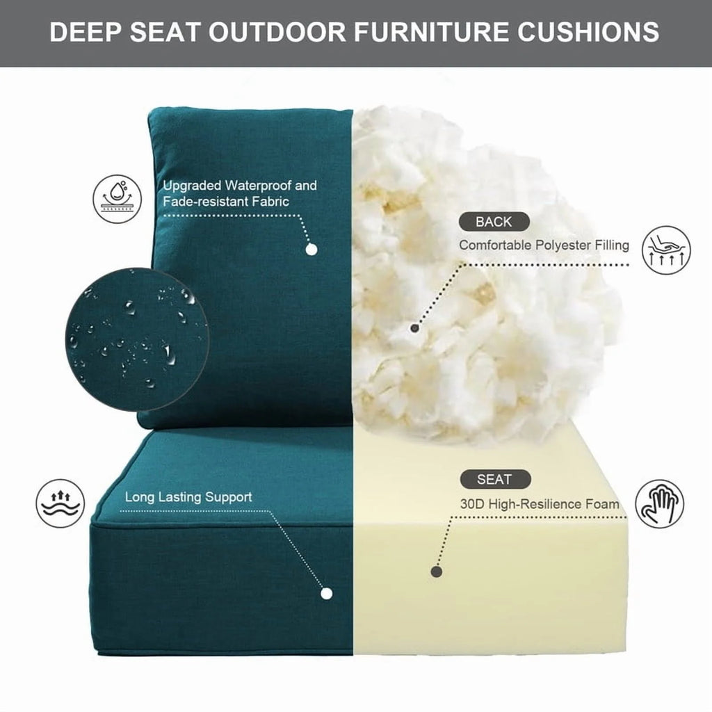 Bellefurn Outdoor Deep Seat Cushion 24 X 24 X 6 in for Patio Furniture, Outdoor Chair Cushions Waterproof & Fade Resistant Patio Furniture Cushions for Wicker Chair, Sofa, Couch