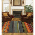 Mohawk Home Carnival Stripe Printed Nylon Rug, Rust/Orange/Green