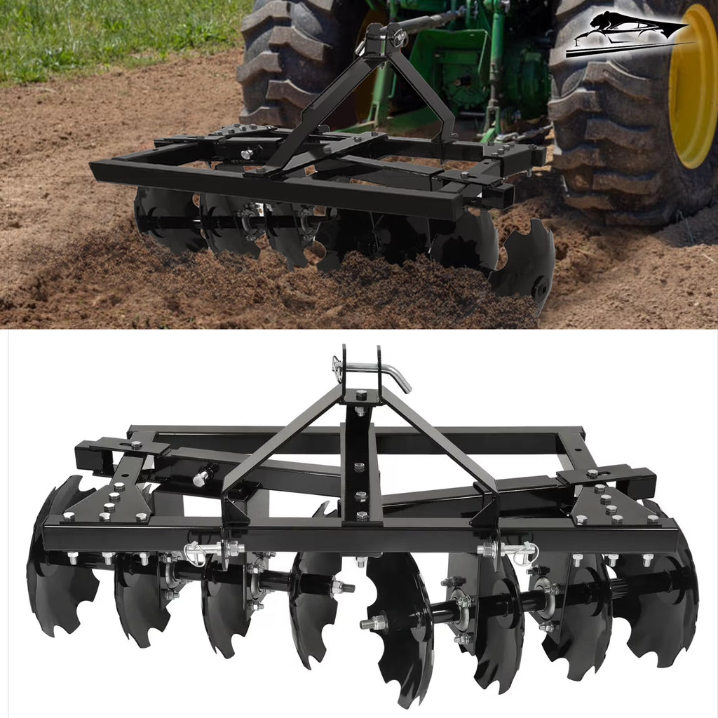 KOJEM Disc Plow Harrow for Prep Soil Cut Weeds & Clear Crop Remains Easy Mounting with Integrated 3 - Point Hitch2 PACKAGES