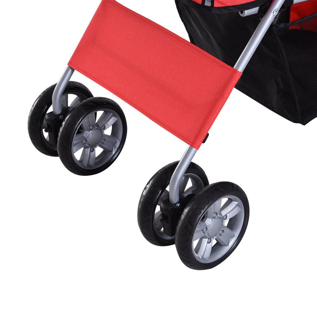 PawHut Hundewagen Hundetrolley bis 10 kg Klappbar mit Becherhalter Sonnendach Rot