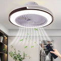 Bedroom Ceiling Fans with Lights,Low Profile Flush Mount, White +Coffee Color