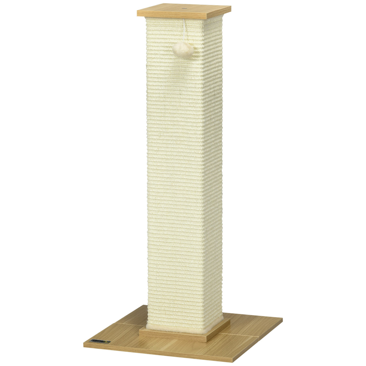 PawHut Kratzbaum inkl. Spielzeug, 38 cm x 38 cm x 80 cm, Beige + Natur