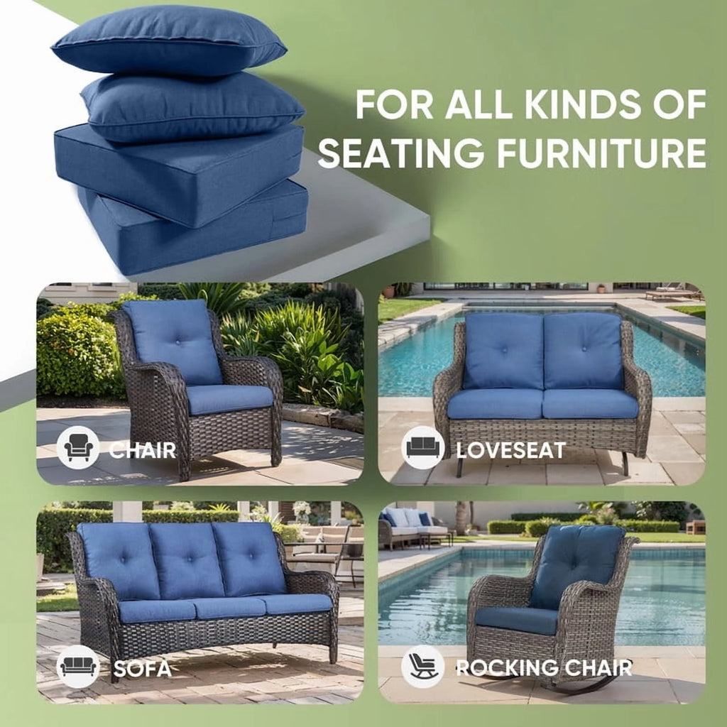 Bellefurn Outdoor Deep Seat Cushion 24 X 24 X 6 in for Patio Furniture, Outdoor Chair Cushions Waterproof & Fade Resistant Patio Furniture Cushions for Wicker Chair, Sofa, Couch