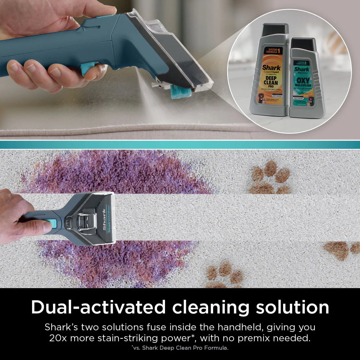 Shark Carpetxpert with Stainstriker, Upright Carpet, Area Rug & Upholstery Cleaner for Pets, Built - in Spot & Stain Eliminator, Deep Cleaning & Tough Stain Removal, Carpet Shampooer, Navy, New, EX200