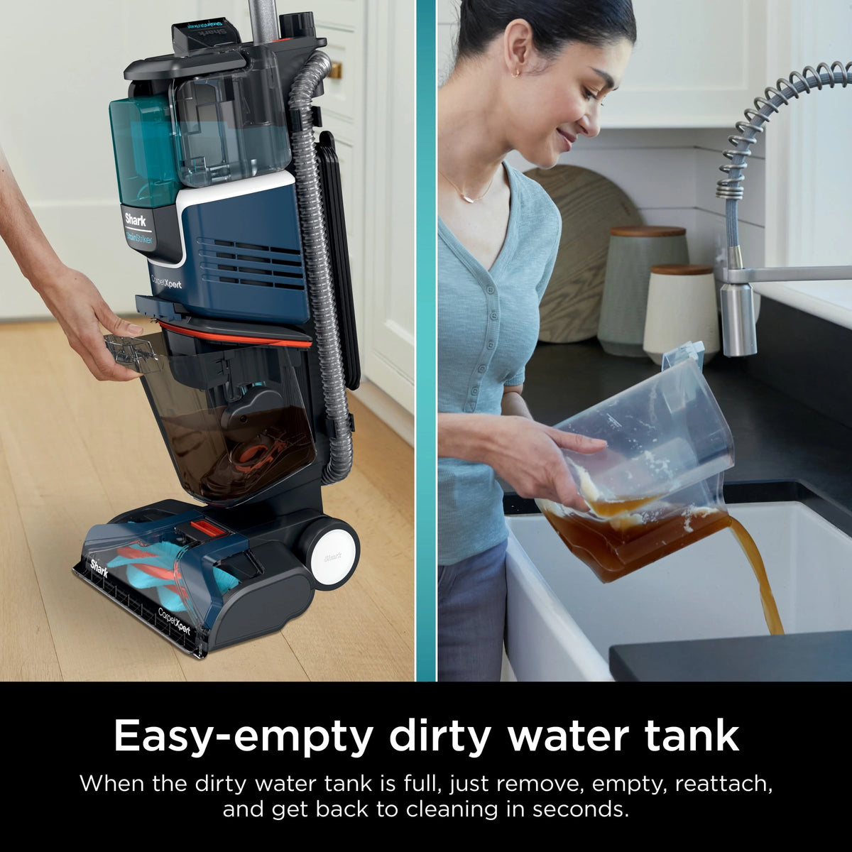 Shark Carpetxpert with Stainstriker, Upright Carpet, Area Rug & Upholstery Cleaner for Pets, Built - in Spot & Stain Eliminator, Deep Cleaning & Tough Stain Removal, Carpet Shampooer, Navy, New, EX200
