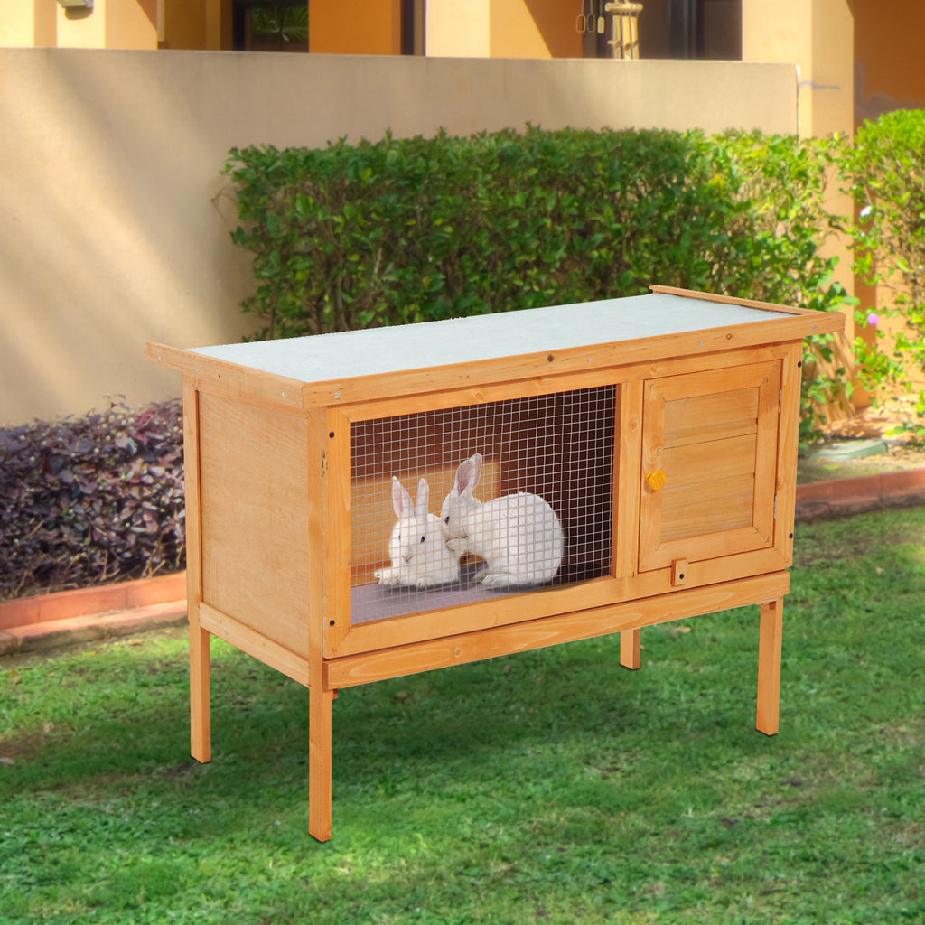 PawHut Kleintierstall Zwergkaninchenkäfig Zwergkaninchenstall wetterfest Holz Metall 90 cm x 45 cm x 65 cm