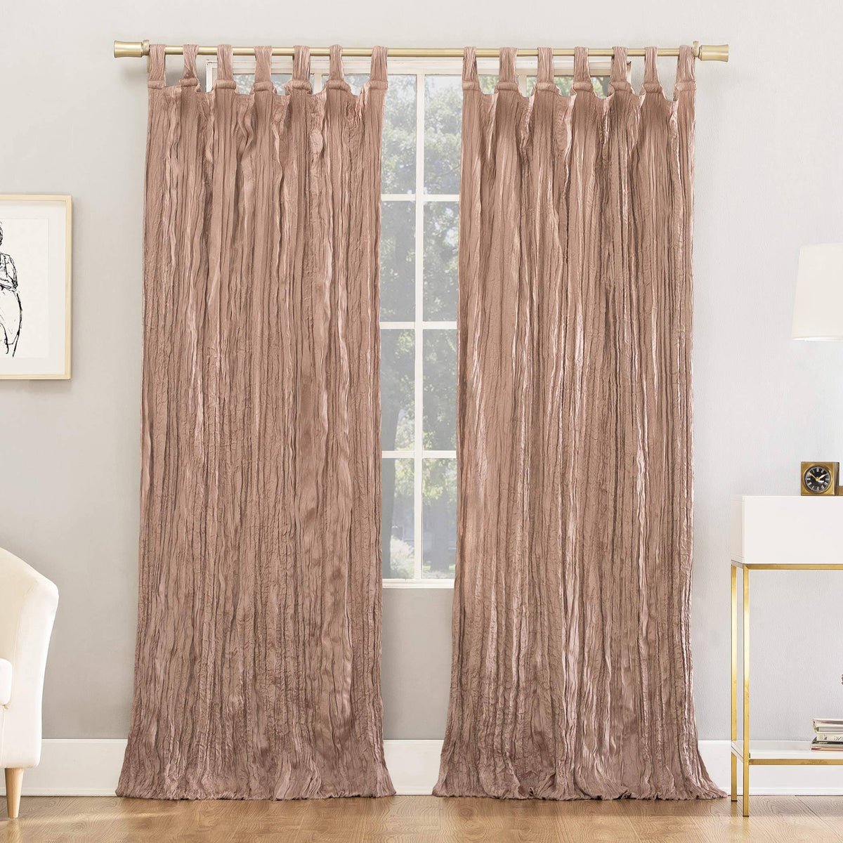 No. 918 Odelia 50" x 84" Distressed Velvet Semi-Sheer Tab Top Curtain Panel